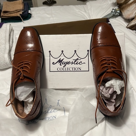 New Men’s Majestic Dress Shoe Brown 6 1/2 - Picture 8 of 9